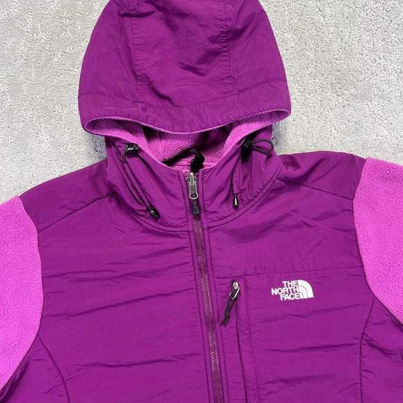 The North Face Denali Jacket Wmns XL Pink Purple Hooded Fleece Polartec Recycled - Picture 4 of 15